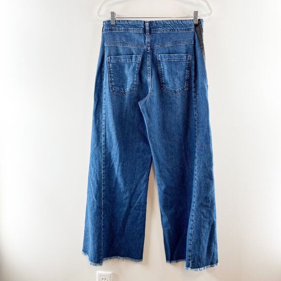 Pilcro Adi High Waisted Denim Tuxedo Stripe Trim Wide Leg Jeans Blue 27 / 4 - Picture 12 of 12